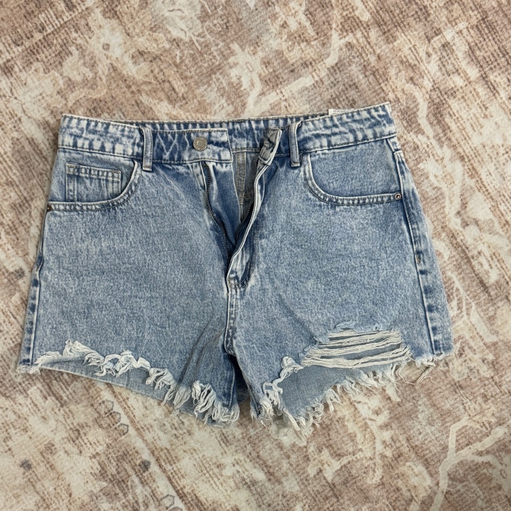 SHEIN Light Blue Distressed Jean Shorts